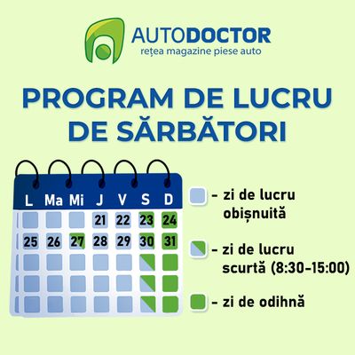 Program de lucru AUTODOCTOR de sărbători